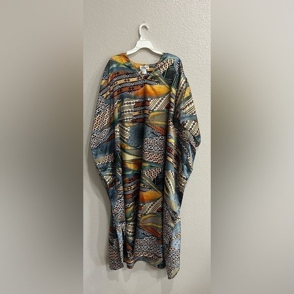 Vtg SANTE Womens Dress One Size Kaftan African Print Lounge Long - Picture 1 of 8